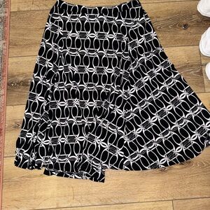 Michael Kors Black and White Flowy Midi Skirt XS